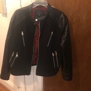 Motorcycle leather sleeves black jacket